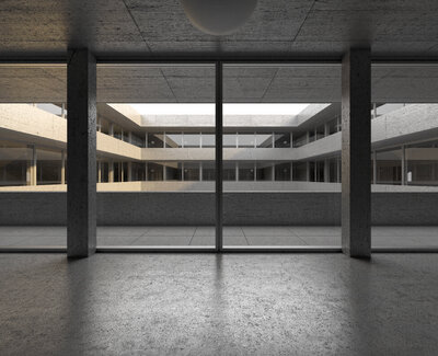 Schule in Leipzig, Semesterprojekt, Bauhaus-Universität Weimar, Blick in den Innenhof
