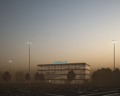 Bike an Ride Hamburg, Blick vom Parkplatz, Wettbewerb Bearbeitung für (link: https://www.naumann-wasserkampf.com text: Naumann Wasserkampf Architekten)