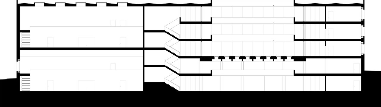Schule in Leipzig, Schnitt, Semesterprojekt Bauhaus-Universität Weimar