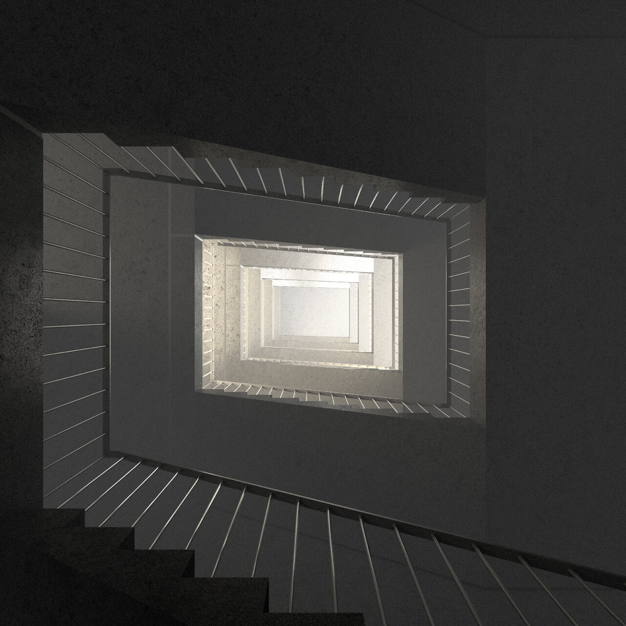 Große Häuser Leipzig, Blick in den Treppenraum, Masterthesis Bauhaus-Universität Weimar
