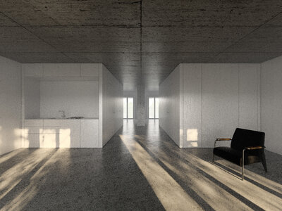 Große Häuser Leipzig, Blick in die Familienwohnung, Masterthesis Bauhaus-Universität Weimar