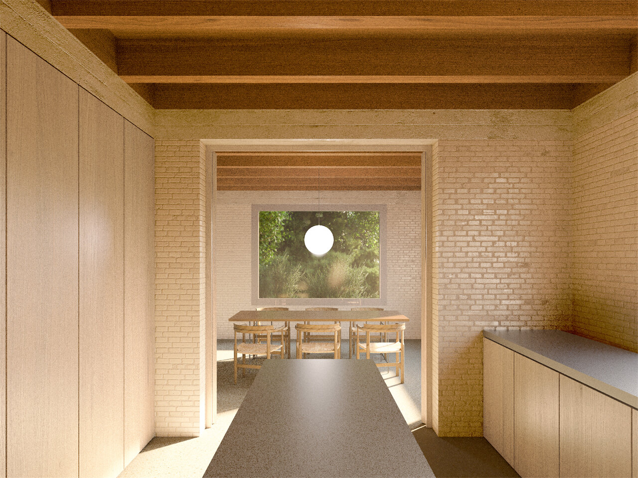 Einfamilienhaus in Finsterwalde, Blick ins Esszimmer, Bearbeitung für (link: https://www.habermann-architektur.de text: Habermann Architektur)