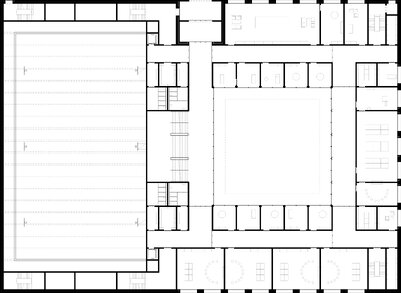 Schule in Leipzig, Grundriss Zwischengeschoss, Semesterprojekt Bauhaus-Universität Weimar