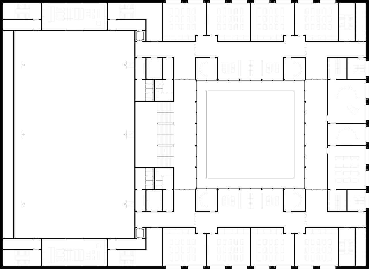Schule in Leipzig, Grundriss Obergeschoss, Semesterprojekt Bauhaus-Universität Weimar