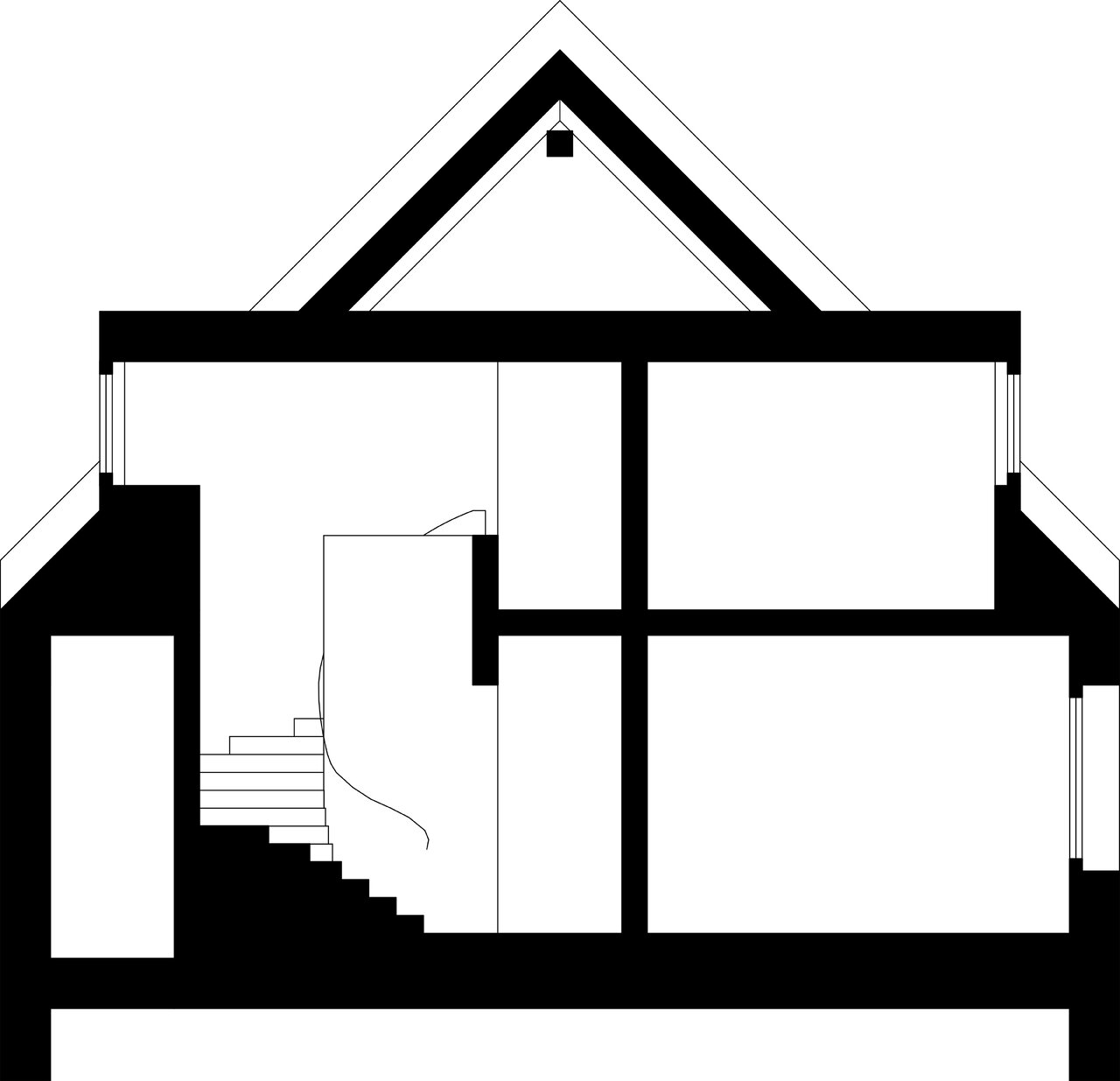 Einfamilienhaus in Finsterwalde, Schnitt, Bearbeitung für (link: https://www.habermann-architektur.de text: Habermann Architektur)