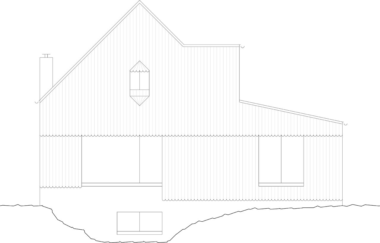 Ferienhaus am Darß, Ansicht Nord, Bearbeitung für (link: https://www.habermann-architektur.de text: Habermann Architektur)