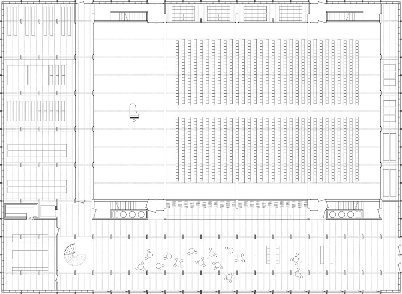 Multifunktionshalle La Norville, Grundriss Erdgeschoss, Semesterprojekt ENSA Paris-La Villette