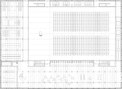 Multifunktionshalle La Norville, Grundriss Erdgeschoss, Semesterprojekt ENSA Paris-La Villette