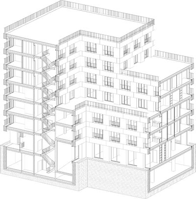 Große Häuser Leipzig, Konstruktionsaufbau, Masterthesis Bauhaus-Universität Weimar