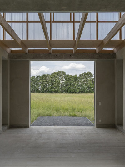 Einfamilienhaus in Sonnewalde, Blick aufs Feld, Bearbeitung für (link: https://www.habermann-architektur.de text: Habermann Architektur)