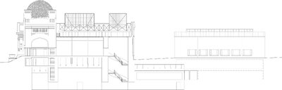 Museumserweiterung Wiener Secession, Längsschnitt, Semesterprojekt Bauhaus-Universität Weimar